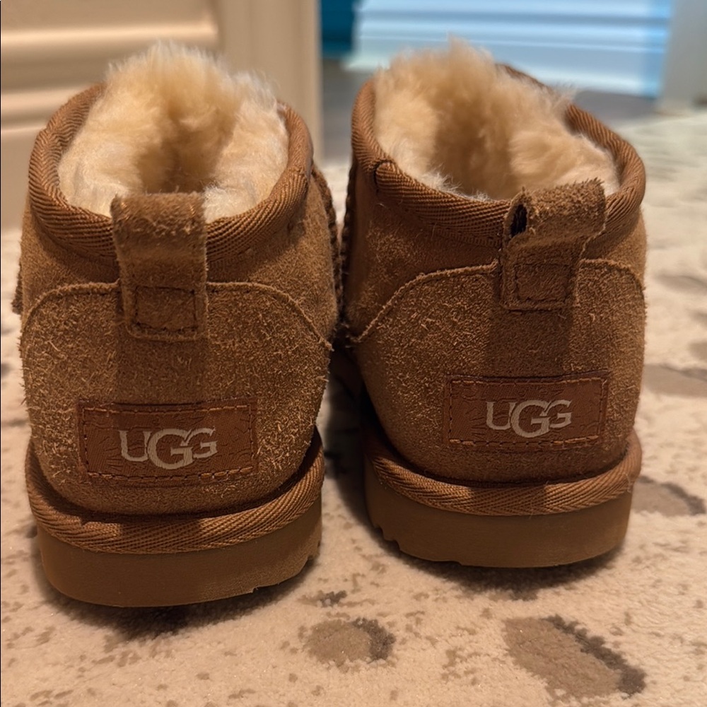 UGG Chestnut Suede Ankle Boots with Shearling